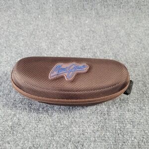 Maui Jim Brown Hard Shell Sunglasses Case LARGE Clip Zipper Travel Holder